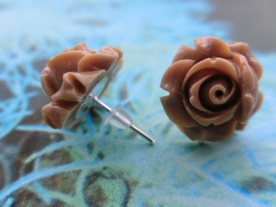 Braune Rose Ohrstecker Blume Blüte
